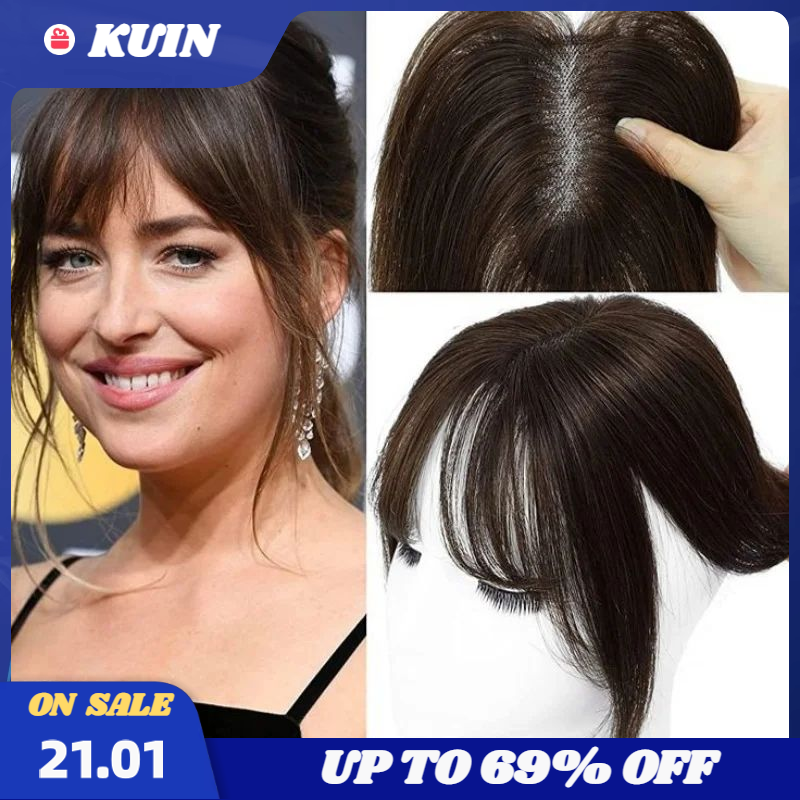 Kuin-postizo de cabello humano Real para mujer, extensión de cabello con Base de seda, transpirable, hecho a mano