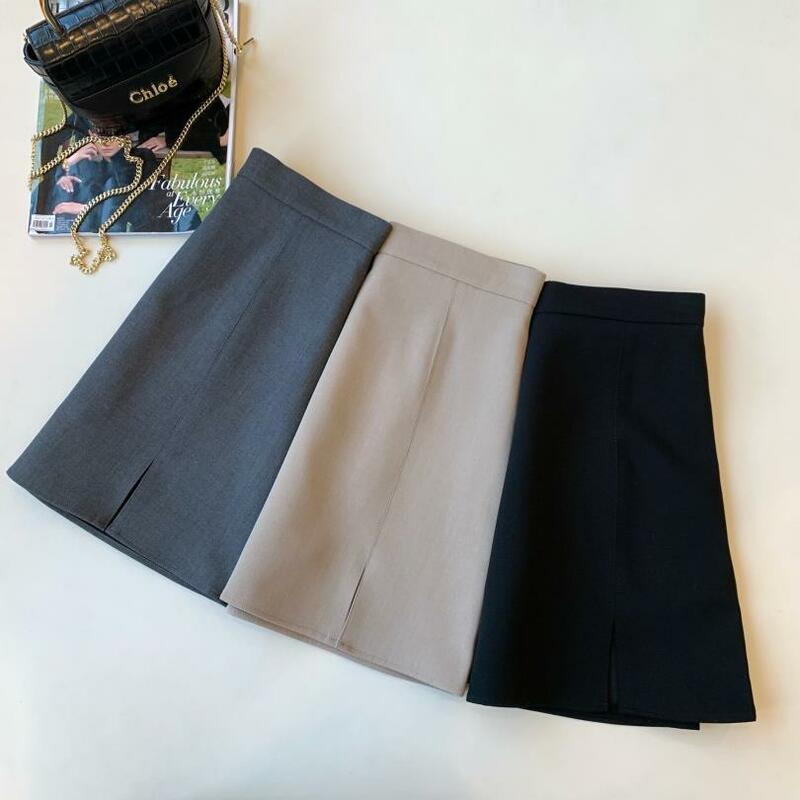 Dorni Nowa moda JIN Damska mieszanka wełny Szeroka stylowa spódnica z rozcięciem w kształcie litery A z wysokim stanem Wysoka jakość