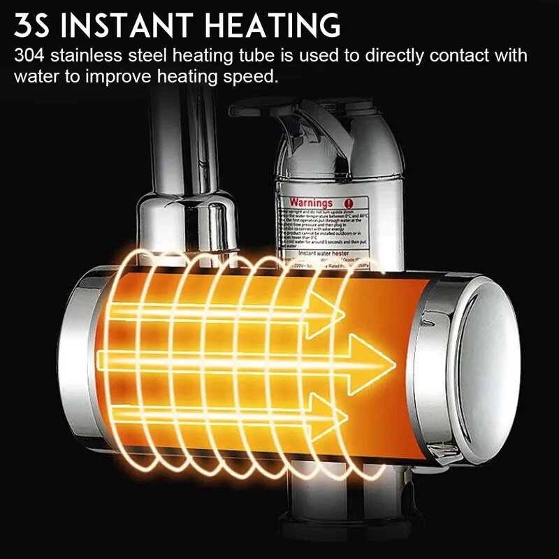 Grifo eléctrico con cabezal de ducha para cocina, calentador de agua instantáneo de calentamiento rápido, 220V, 3000W, 3S, UE