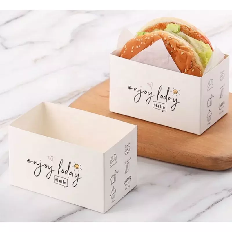 กล่องใส่ขนมที่ใส่ขนมปังกรอบแซนวิชฮอตดอกโดนัทแบบปรับแต่งได้