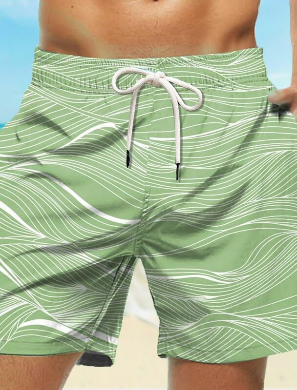 Pantaloncini da bagno corti da uomo nuovi pantaloncini da bagno con coulisse onde stampe grafiche pantaloncini hawaiani da vacanza Casual ad asciugatura rapida