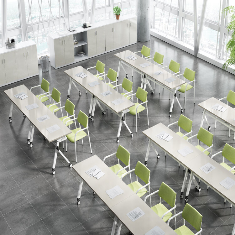 Mesa de entrenamiento plegable con ruedas para reunión escolar, mesa de función, moderna y Popular