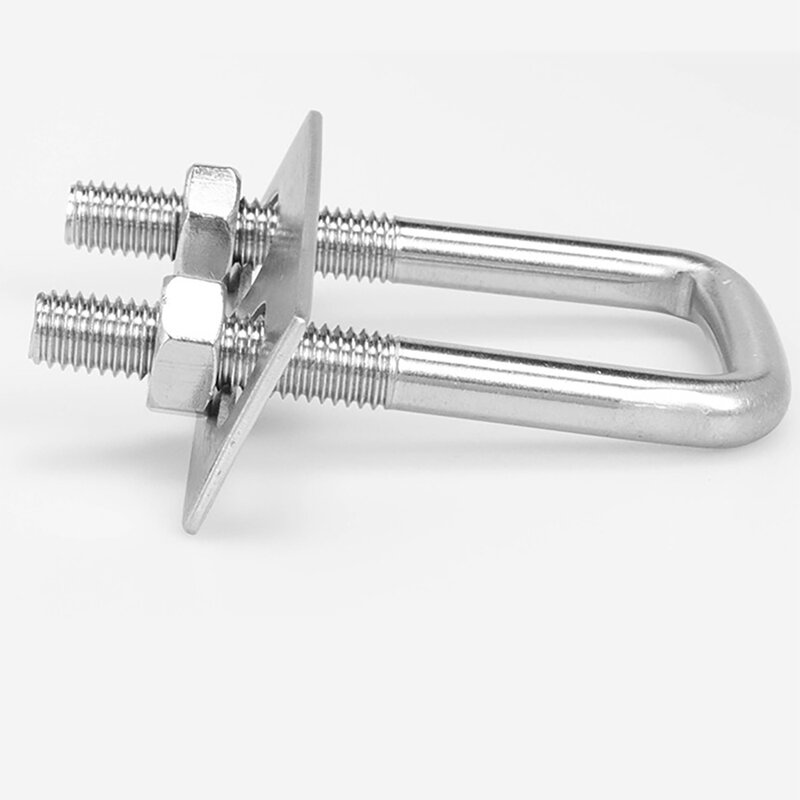 304 Stainless Steel M6810 Squa Bolt U-screw Square Clamp Square Pipe Clamp Right Angle Bolt With Baffle  Square Clamp Hw20-200mm