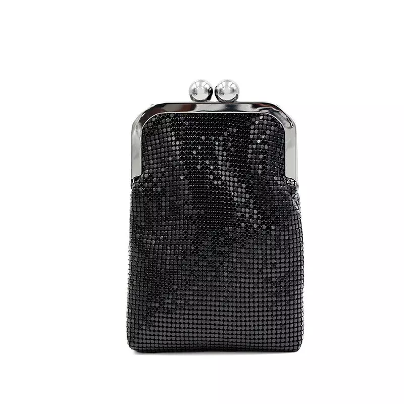 Fashion Glitter Evening Bag Women's New Fashion Small Cellphone Bag Ladies Clutch with Crossbody Chain Cute Mini Party Bags
