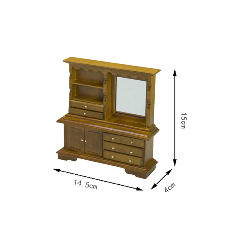1PC Miniature Closet TV Book Cake Bedside Table Cabinet Shelf Legs Cupboard Model With Mirror Dollhouse Furniture Decor DIY Toy