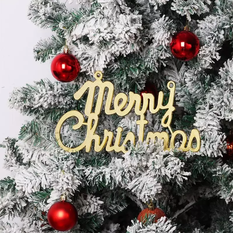 Colgante de plástico con letras en inglés para decoración navideña, adornos para árbol de Navidad, decoración de Año Nuevo, 1 piezas, 2024