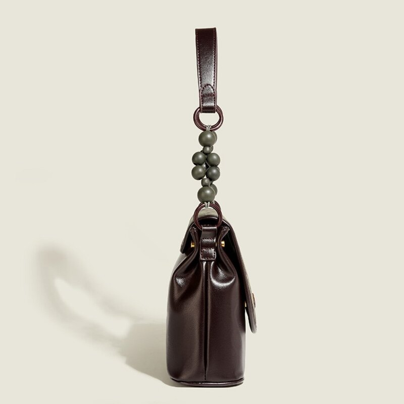중국 붓 페인팅 스타일 겨드랑이 가방, PU 빈티지 비즈 숄더 스트랩, 글자 작은 지갑, 패션 자수 토트