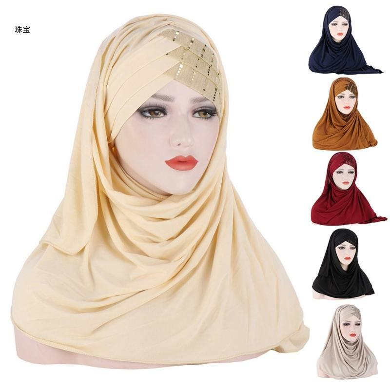 X5QE Diadema musulmana semicerrada para mujeres adultas 8 colores para elegir