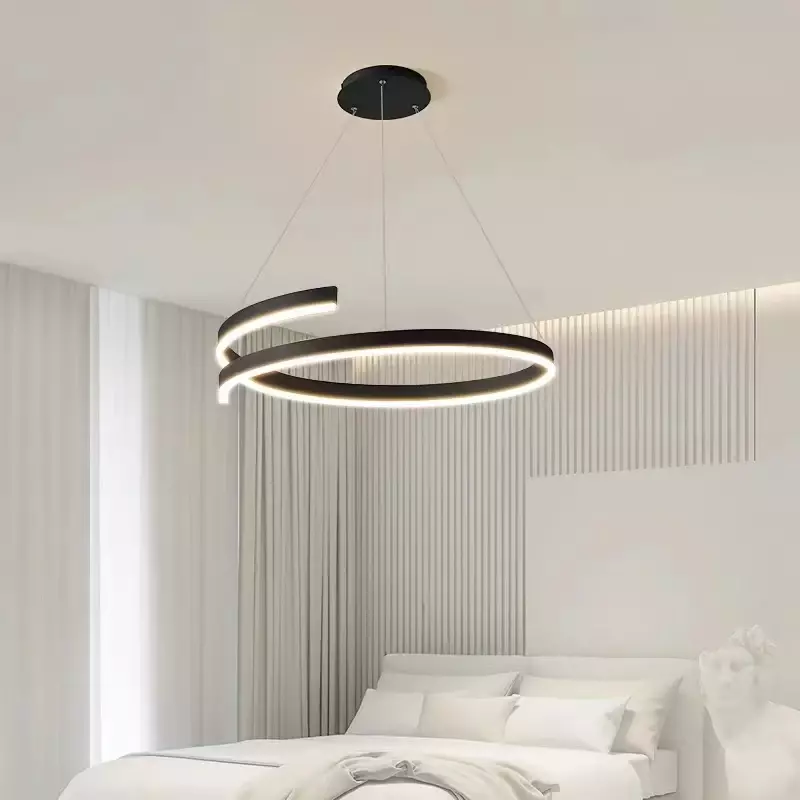 Luz colgante en espiral para sala de estar, dormitorio, cocina, pasillo, candelabro, lámpara colgante LED Simple moderna, decoración del hogar, iluminación interior