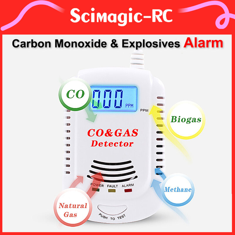 Suara peringatan 110db.Alarm untuk Gas karbon monoksida dan ledakan api keamanan rumah dengan indikator LED sirene bawaan