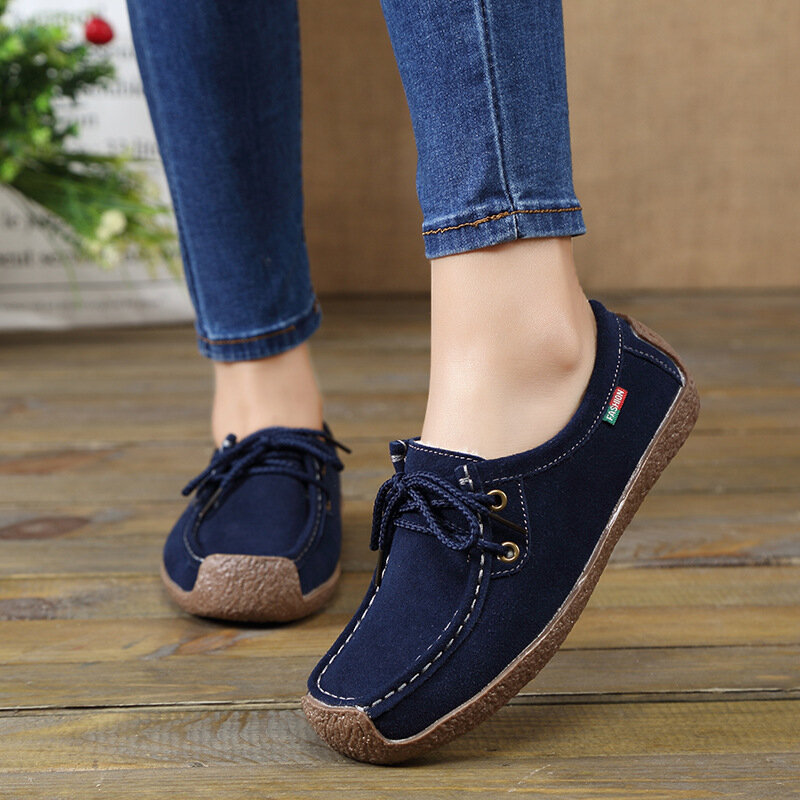 2023 Spring /Autumn Sneakers Women Soft Leather Loafers Breathable Flats Shoes Female Casual Shoes Women Walking Shoes Plus Size