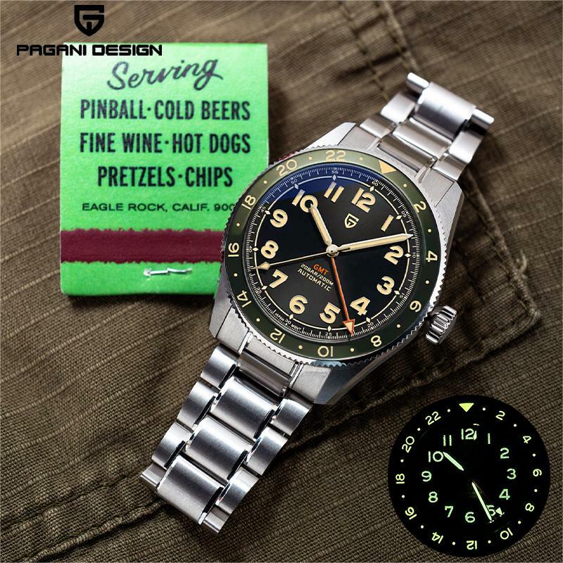 2024 NEW PAGANI DESIGN Mechanical wristwatch 40MM NH34A Automatic Luxury Sapphire Waterproof GMT Watch for Men Reloj Home PD1784