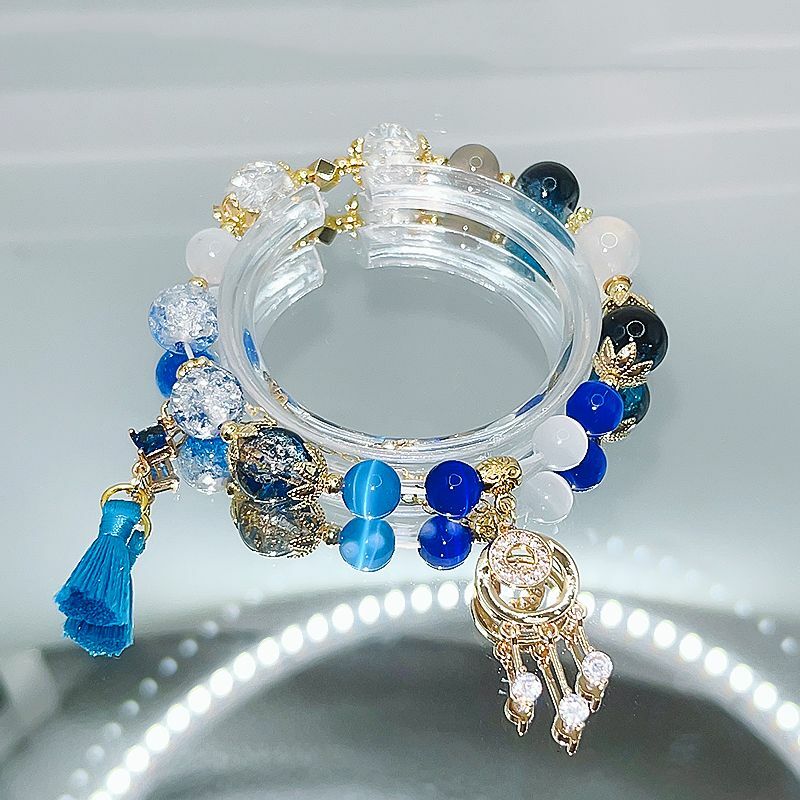 Honkai Star Rail bracciali con perline braccialetto intrecciato braccialetto Cosplay Sunday per donna gioielli blu Anime accessori in metallo regalo per ragazza