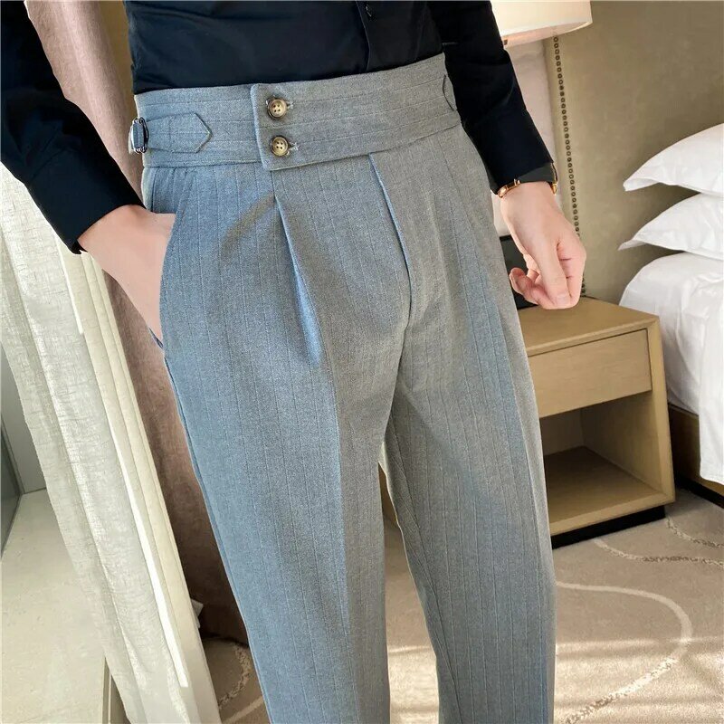 British Style Autumn New Solid High Quality Trousers Men Formal Pants 2023 Slim Fit Business Casual Suit Pants Hommes