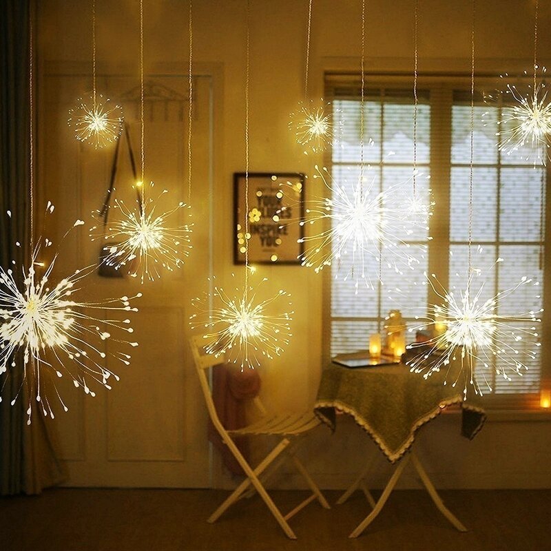 120/150/180LEDs Firework Light Battery Powered LED Firework Copper Wire String Lights Wedding Christmas Garden Decoration
