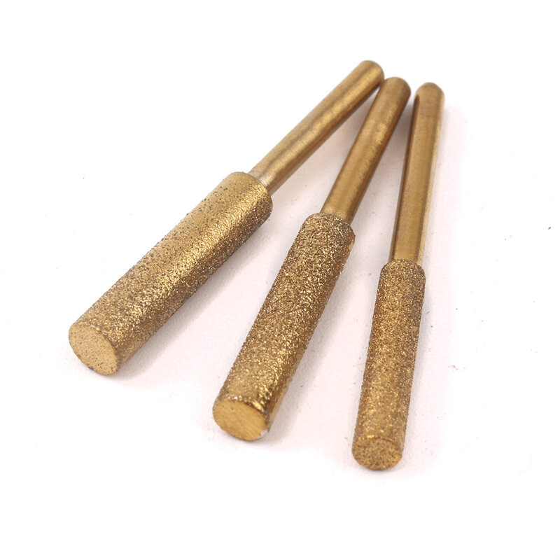 1Pc Diamond Coated Cylindrical Burr 4-5.5mm Chainsaw Sharpener Stone File Chain Saw Sharpening Carving Grinding Tools