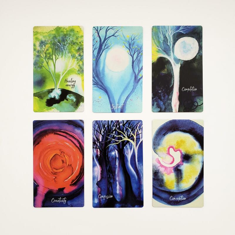 Soul Trees cartas de Tarot con tapa abatible, baraja de ascensión, libro de guía Manual de papel, caja de tarjetas con tapa abatible, 12x7cm