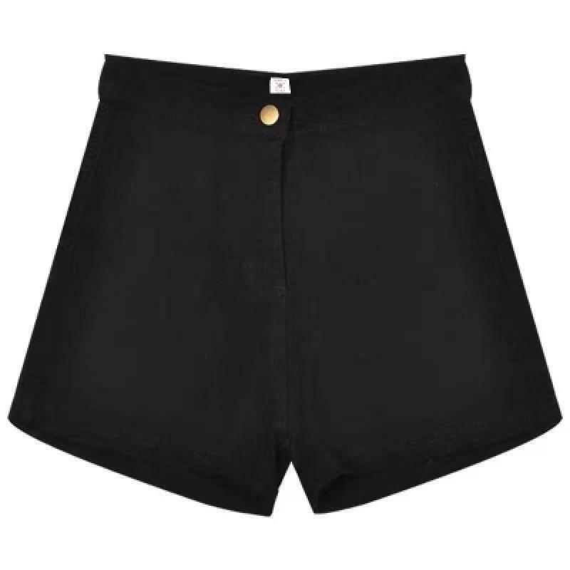 Pantalones cortos negros para mujer, ajustados de Vaqueros cintura alta, elásticos, básicos, informales, con bolsillos, 2024