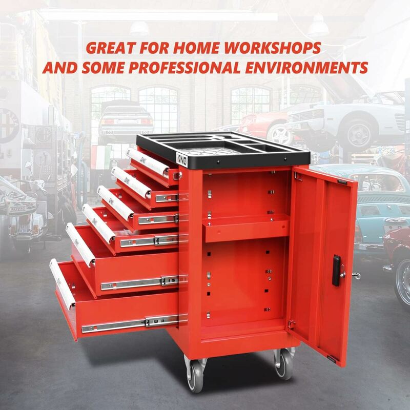 New Package 36" H X 30.5" W X 18"D Heavy Duty Lockable Slide Tool 6-Drawers Chest Rolling Tool Cart Cabinet with Keys