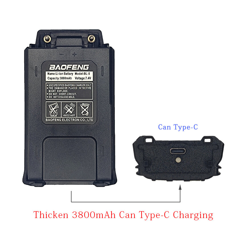 Batterie BL-5 originale UV-5R de Baofeng 1800mAh pour Walperforated Talkie USB/TYPEC chargent les pièces bidirectionnelles de radio de série de UV-5RE UV5R