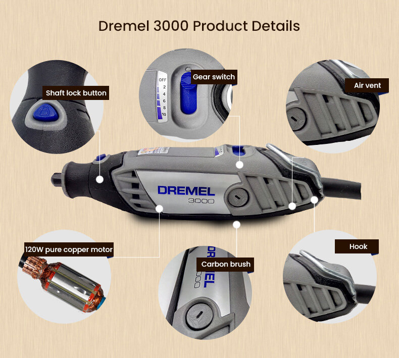 Moedor elétrico da marca 120W DREMEL, mini máquina de corte de polimento de lixamento, ferramenta rotativa de velocidade variável, caneta de gravura profissional