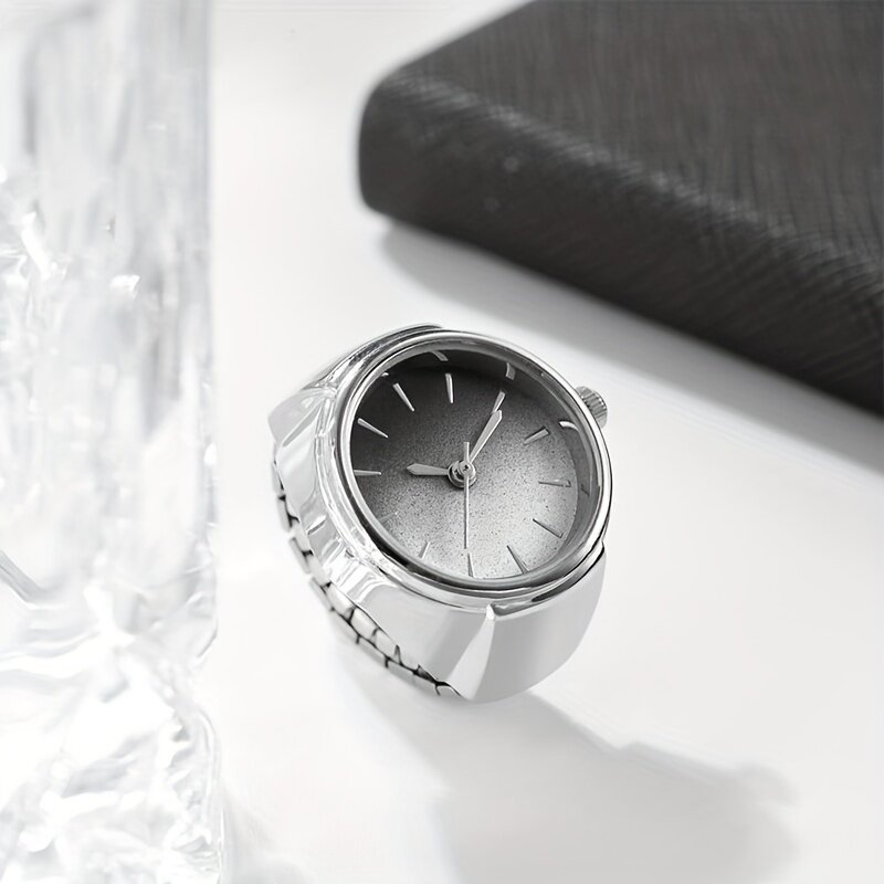 Brokatowy gradientowy zegarek kwarcowy z pierścieniem analogowy zegarek na palec z gumką akcesoria do klubu na imprezę dla kobiet mężczyzn