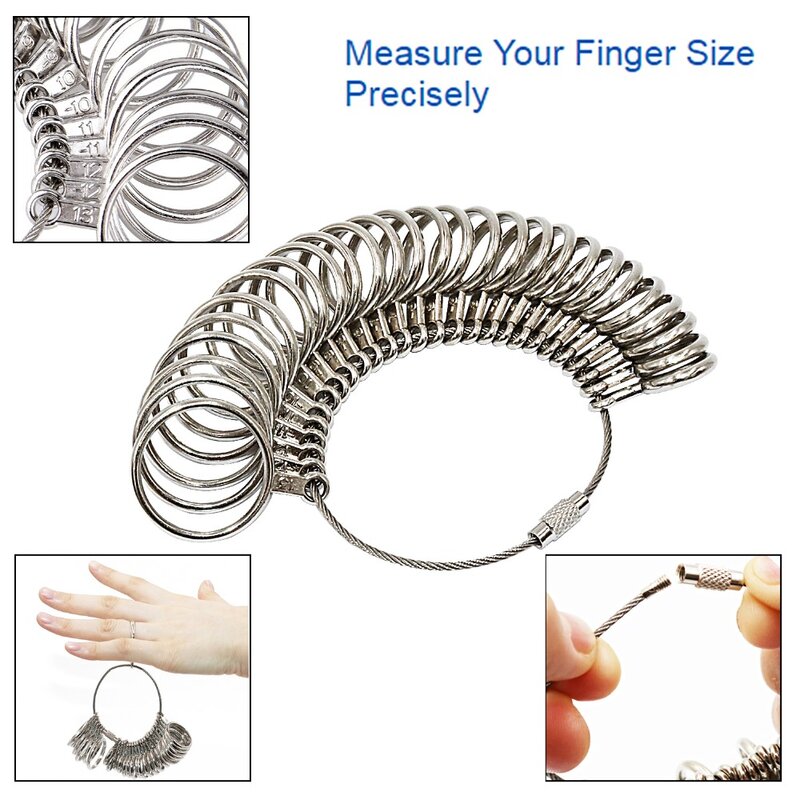 NIUPIKA 4PCS แหวน Sizer โลหะ Mandrel Finger Sizing Stick วัด Guage และยาง Jewelers ค้อนเครื่องมือ