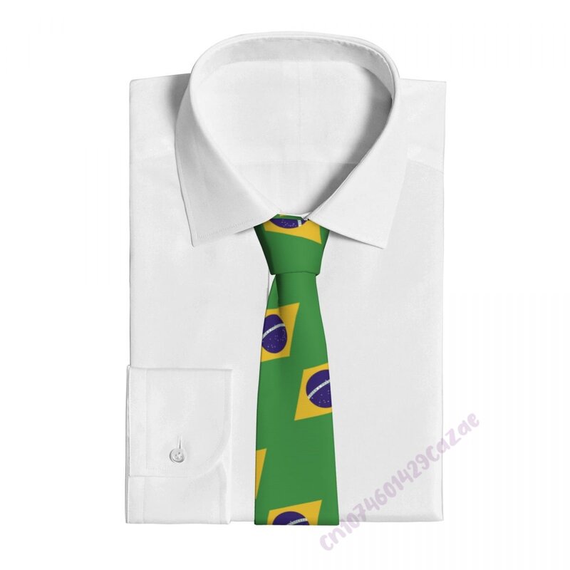 Cravatte con bandiera brasiliana per uomo donna Casual Plaid Tie Suits Slim Wedding Party Necktie Gravatas For Gift Proud