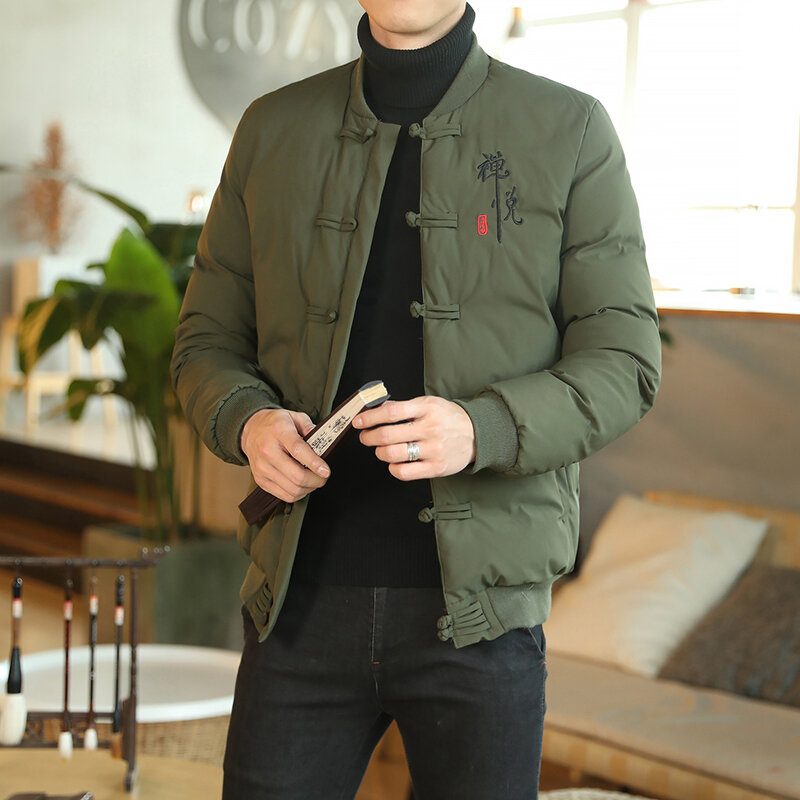 2023 outono inverno masculino estilo chinês parka masculino retro chinês nó botões do vintage casacos de algodão quente-acolchoado jaquetas