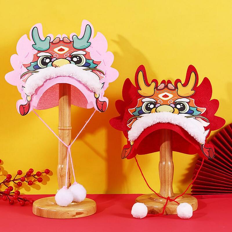 Topi DIY bahan Kit buatan tangan tradisional zodiak Cina kepala naga topi untuk anak-anak hadiah Festival Musim Semi Cina hadiah Tahun Baru