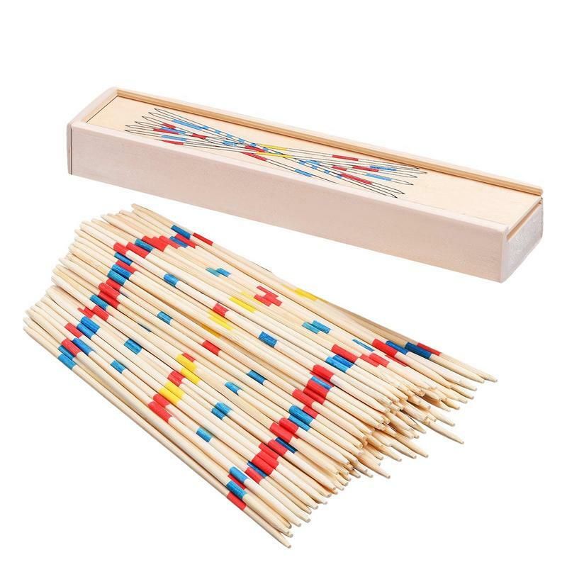 108 Stück Pickup Sticks traditionelle Mikado Spiel Pick Up Sticks mit Box Holz klassisches Spiel von gestern in Holzkisten