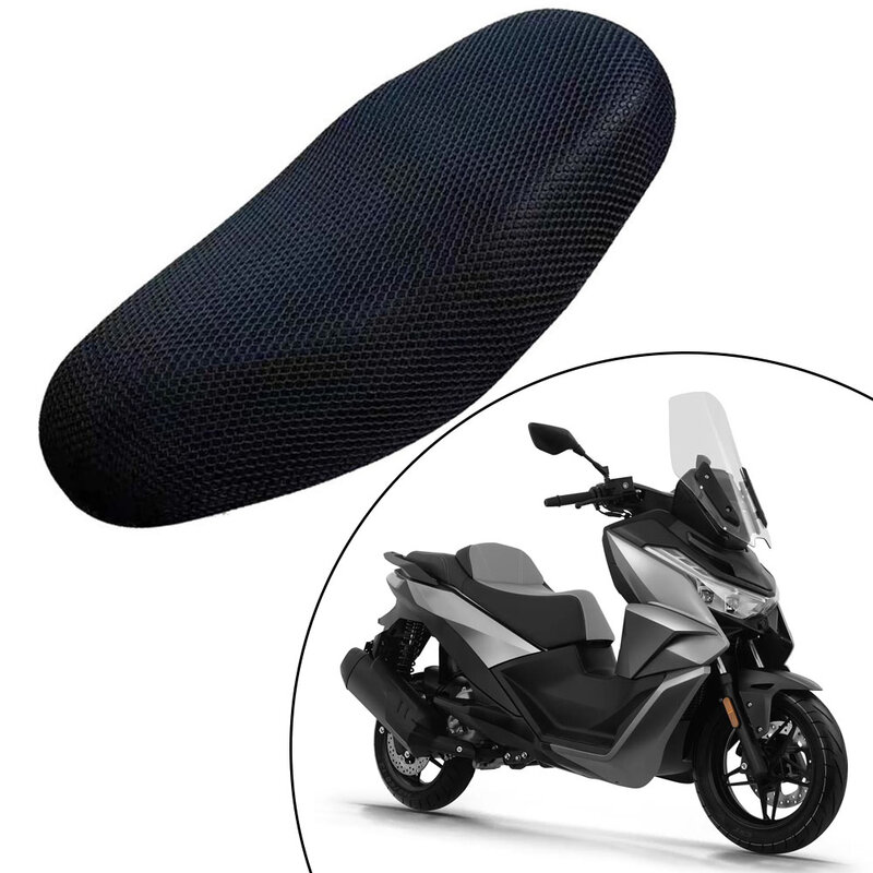Fundas antideslizantes 3D para asiento de motocicleta, funda de aislamiento térmico transpirable, 75x55cm, color negro