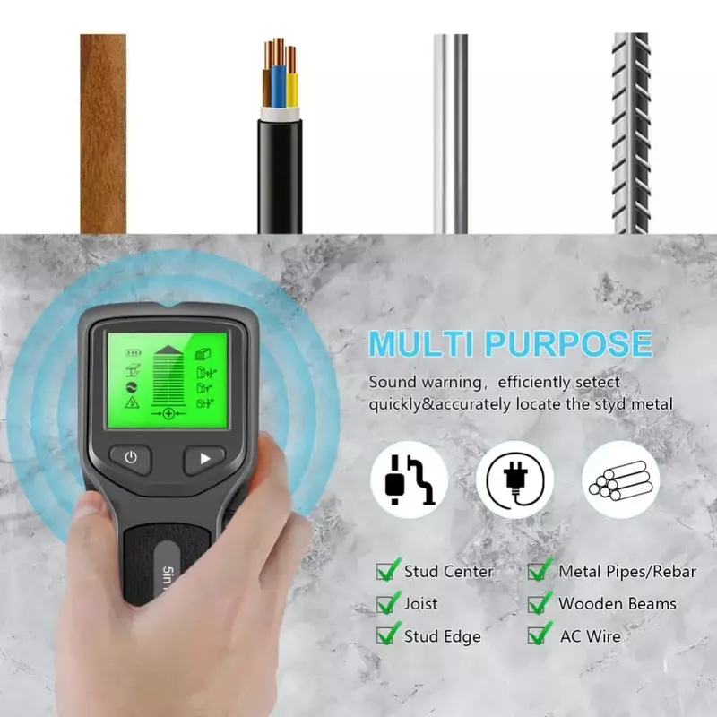 5 In 1 Digital Metal Detector Find Metal Wood Studs AC Voltage Live Wire Detect Wall Scanner Electric Finder Wall Detector New