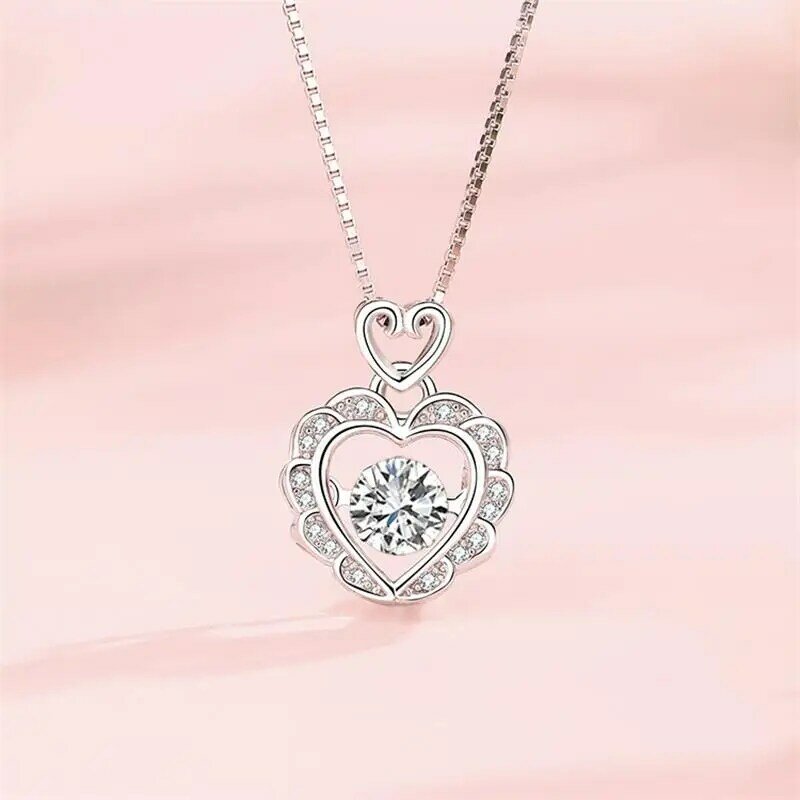 Neue Liebe herzförmige Anhänger Halskette weibliches Herz schlagen echte 925 Sterling Silber Halskette für Frauen Bankett