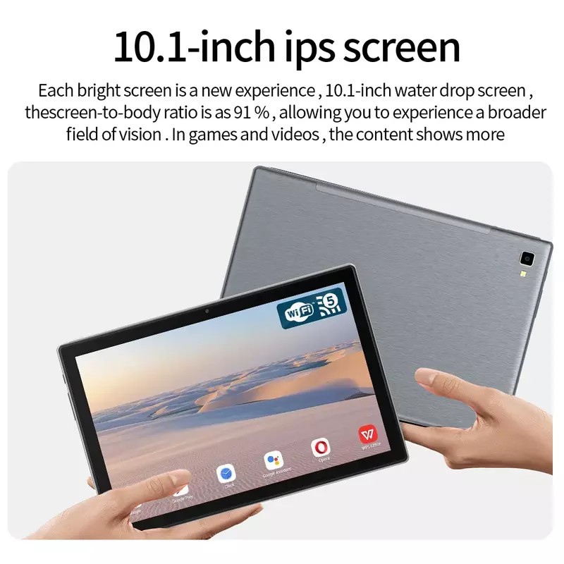 Tablet 10.1 inci Sim seluler 3G/4G, ponsel octa-core RAM 6GB ROM 64GB Wi-Fi Bluetooth Google Android 12 Tipe C