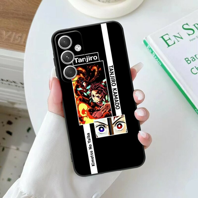 Demon Slayer Tanjiro Cell Phone Case for Samsung Galaxy S24 S23 S22 S21 S20 S10 S9 Plus FE Ultra Lite Black Phone Cover Funda