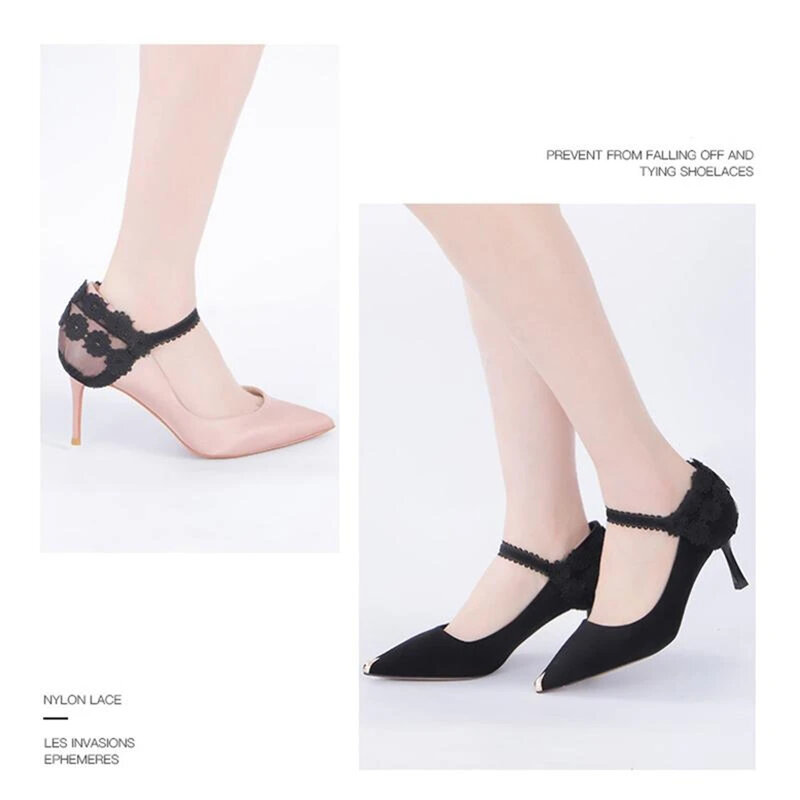1 Pair High-Heeled Shoes Anti-drops Heel Straps Non Slip Lace Heel Straps For High Heels