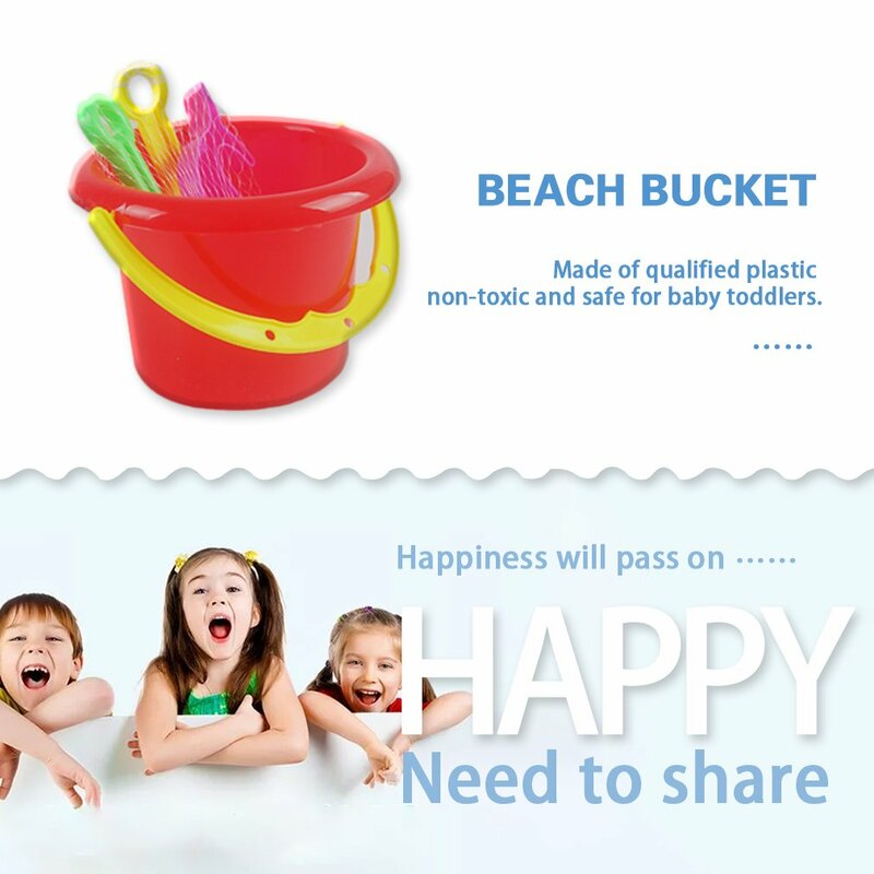 Novelty Mini Beach Toys Set Sand Pails Bucket with Shovel Rake Summer Pool Beach Sand Play Toys Gift for Children Kids