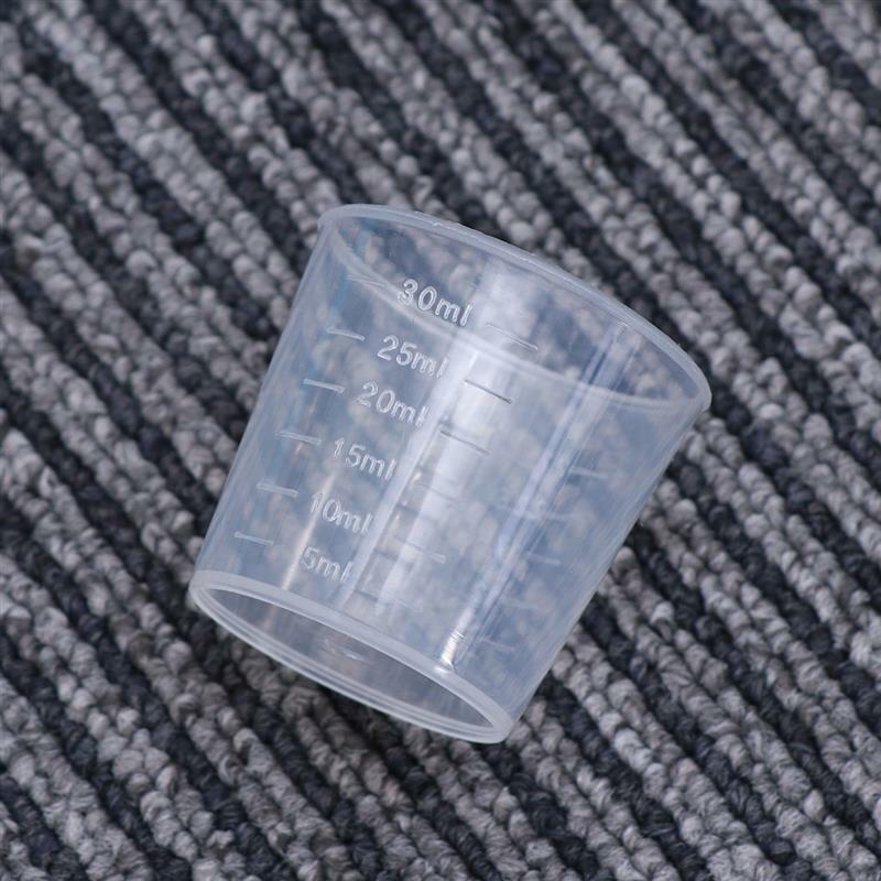 100Pcs 30Ml Plastic Afgestudeerd Cups Meten Schaal Cups Transparante Vloeistof Container Voor Mengen Verf Stain Epoxyhars