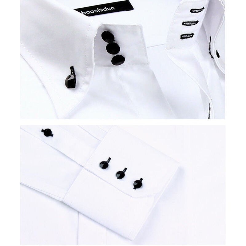 男性のカジュアルシャツ長袖韓国トレンドファッションボタンダウン襟シャツビジネスドレスシャツスリムフィットデザイナーシャツ