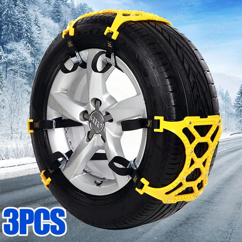 3pcs voiture pneus neige chaîne roue pneu de boue épaisse antidérapante, pour l'automobile/SUV/camion tracteur d'urgence portable, facile à installer