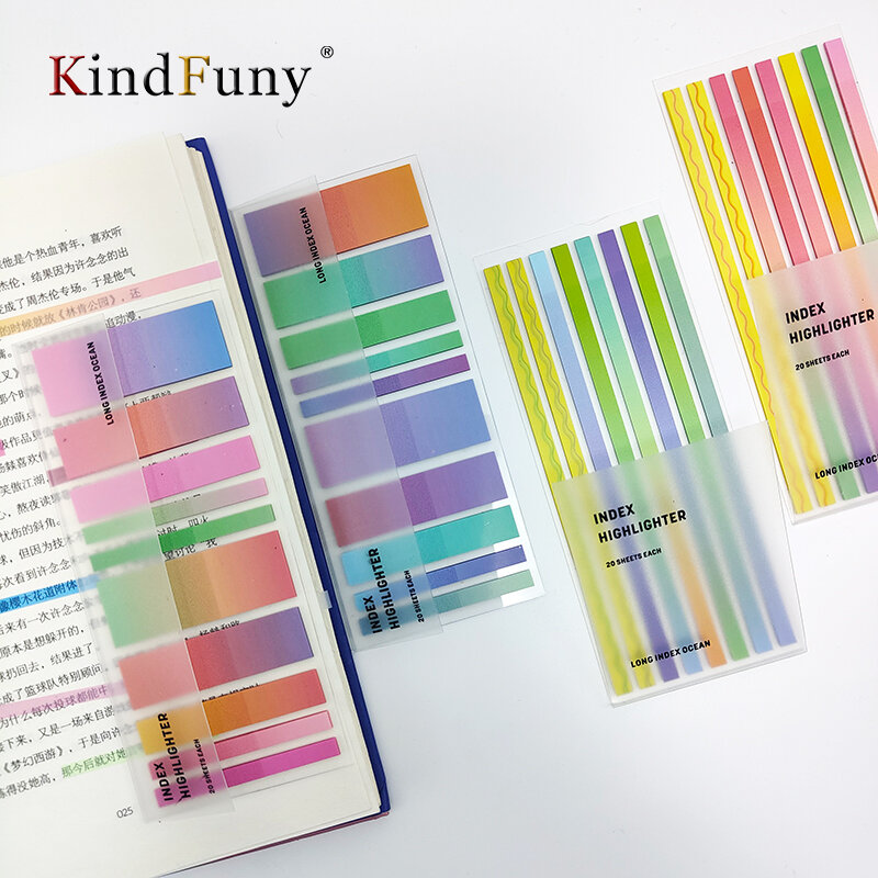 Kindfuny 4 Packs Transparante Plaknotities Tab Zelfklevende Kawaii Clear Bookmarkers Annotation Books Page Marker Briefpapier