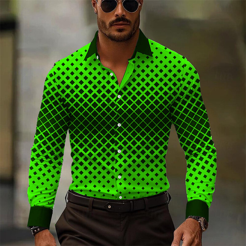 Fashionable and cool sunglasses, casual outdoor shirt elements, novel plaid, soft, comfortable and high quality new men's shirt
