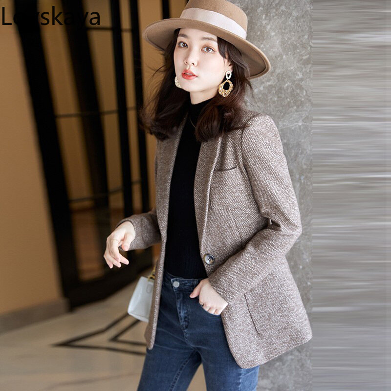 Traje pequeño de lana gruesa para mujer, chaqueta informal de gran tamaño, otoño e invierno, novedad