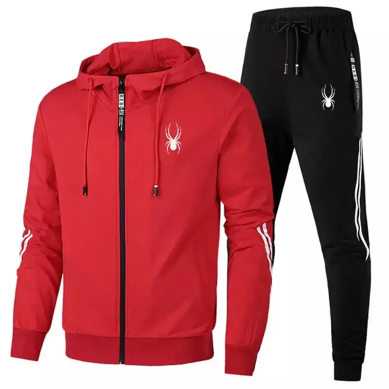 Spring Autumn Men Tracksuits Sets Long Sleeve Hoodie+Jogging Trousers 2 Piece Fitness Running Suits Sportswear Casual Clothing