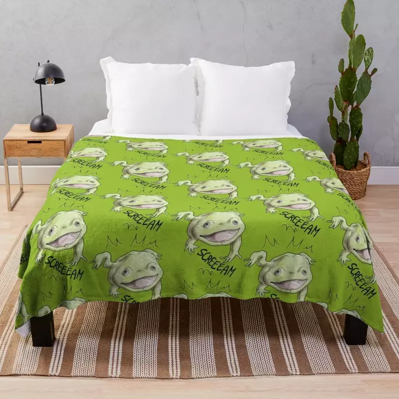 Screaming buddtt's frog Throw, mantas para cama, mantas para sofás