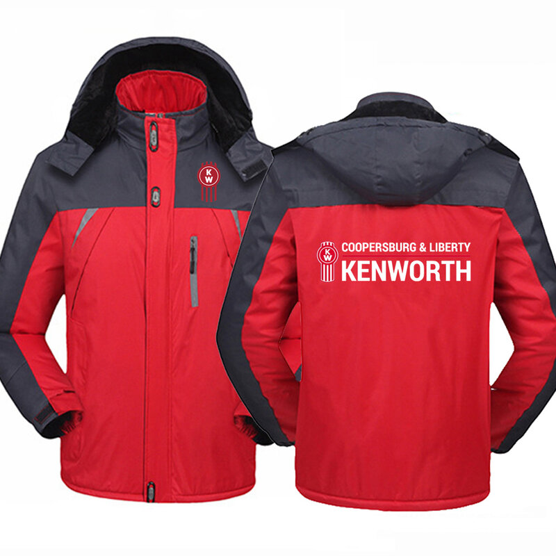Kenworth 로고 프린트 맞춤 제작 스플라이스 남성 지퍼 다운 재킷, 따뜻한 두꺼운 코튼 캐주얼 패션, 남성 여성 스포츠웨어, 겨울 신상