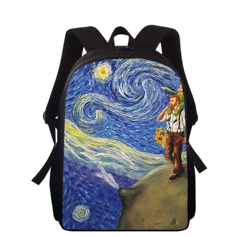 Sac à dos Van Gogh pour enfants, peinture d'art, impression 3D, sacs d'école primaire pour garçons et filles, sac à dos pour étudiants, sacs de livre scolaire, 15 po