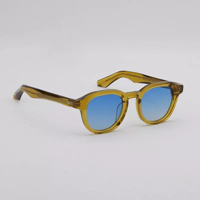 Johnny Depp Sunglasses Original Vintage Sunglasses for Men and Women DAHVEN Series Hand Craft Oval  Acetate Solar Glasses