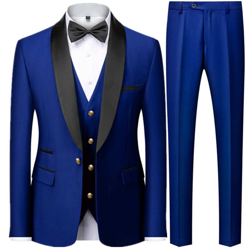3 pezzi abiti Set blazer giacca pantaloni gilet/2023 moda nuovi uomini Casual Boutique Business Slim lana vestito sottile cappotto pantaloni